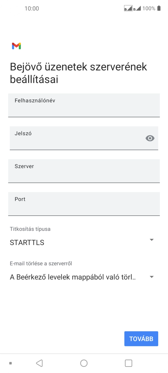 Kattints a „Felhasználónév” alatti mezőre, és írd be az e-mail-fiókodhoz tartozó felhasználónevet.