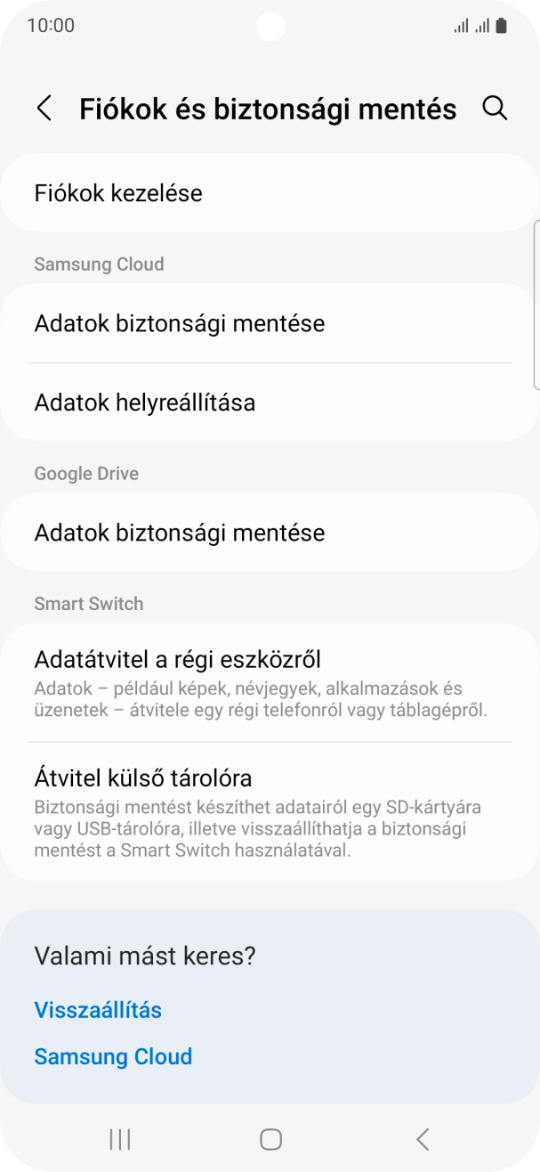 Válaszd a Fiókok kezelése lehetőséget.