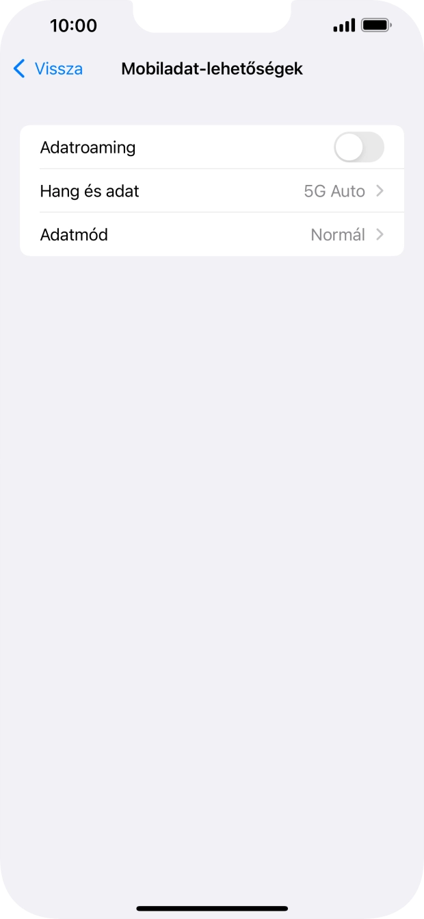 Kattints az „Adatroaming” melletti csúszkára a funkció be- vagy kikapcsolásához. Kattints az „Adatroaming” melletti csúszkára a funkció be- vagy kikapcsolásához.