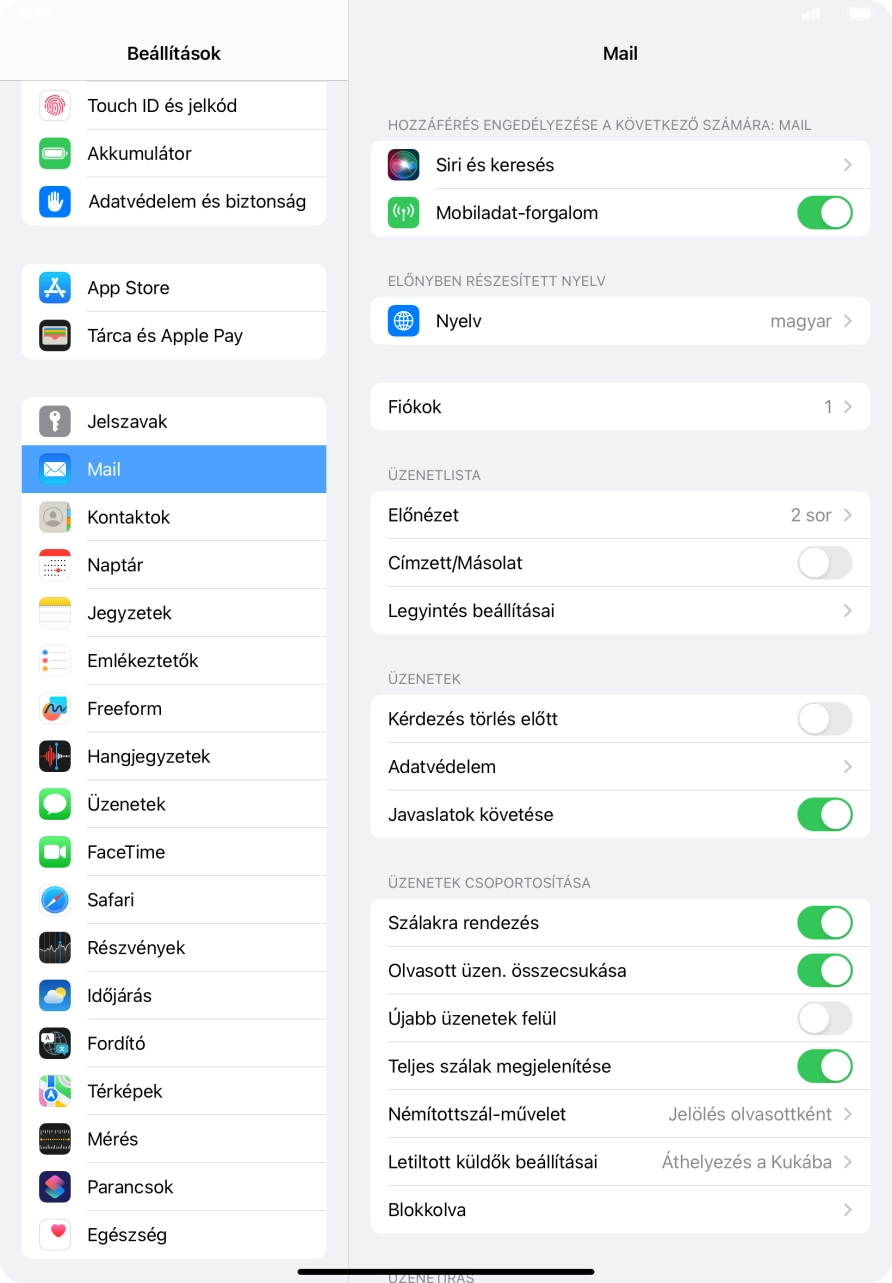 Válaszd a Fiókok lehetőséget.