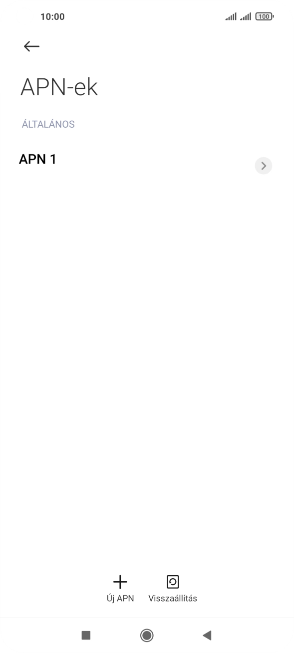Válaszd az Új APN lehetőséget.