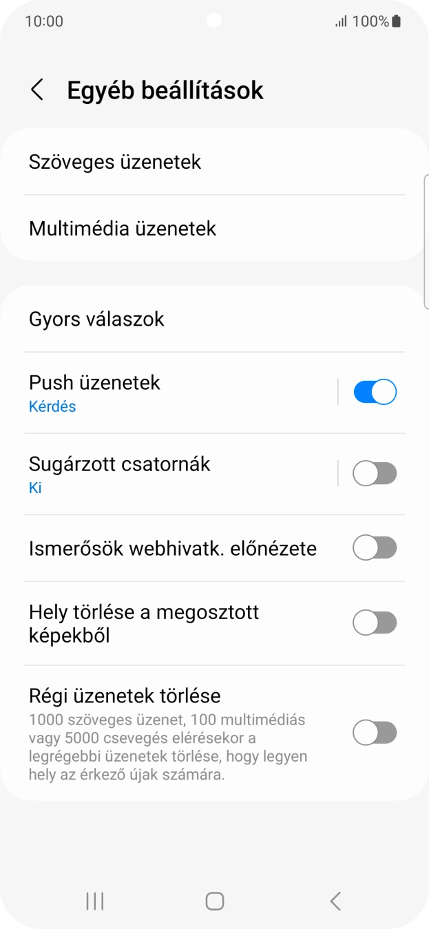 Válaszd a Szöveges üzenetek lehetőséget. Válaszd a Szöveges üzenetek lehetőséget.