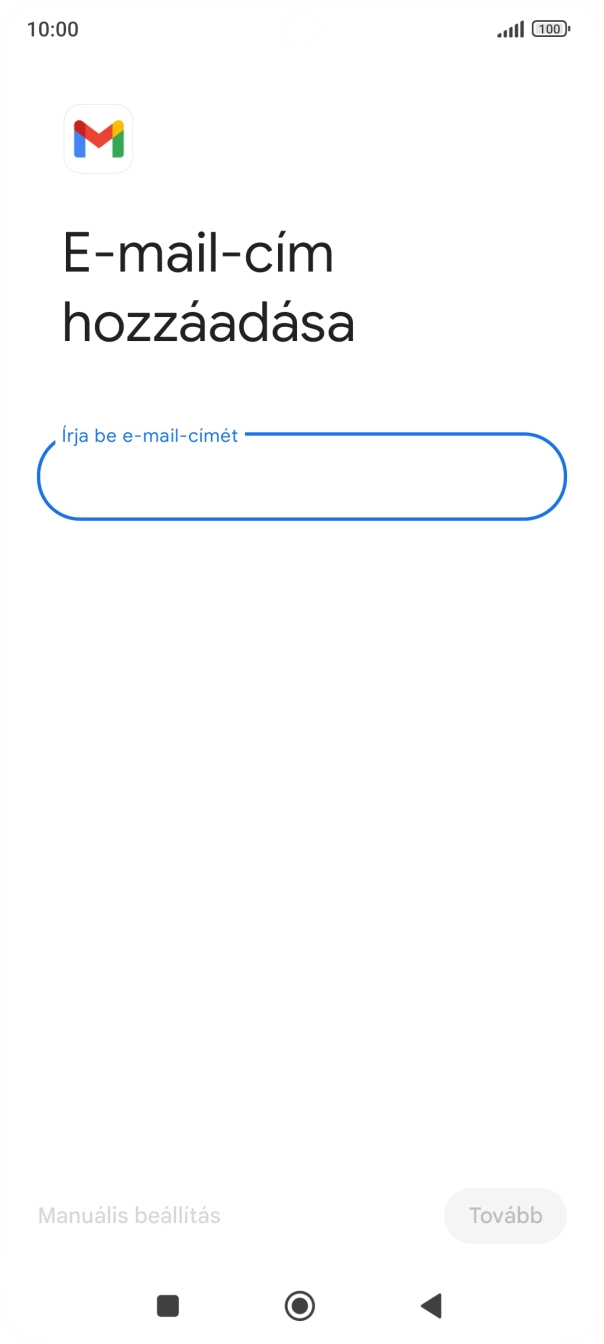 Kattints az „Írja be e-mail-címét” alatti mezőre, és írd be az e-mail címedet.
