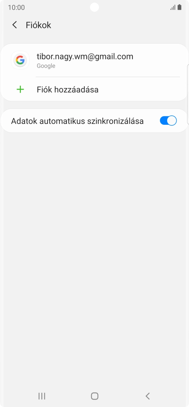 Válaszd a Fiók hozzáadása lehetőséget.