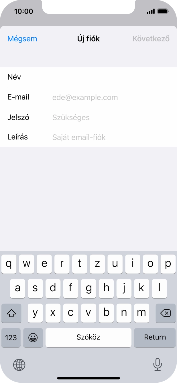 Kattints az E-mail mezőre, és írd be az e-mail címedet.