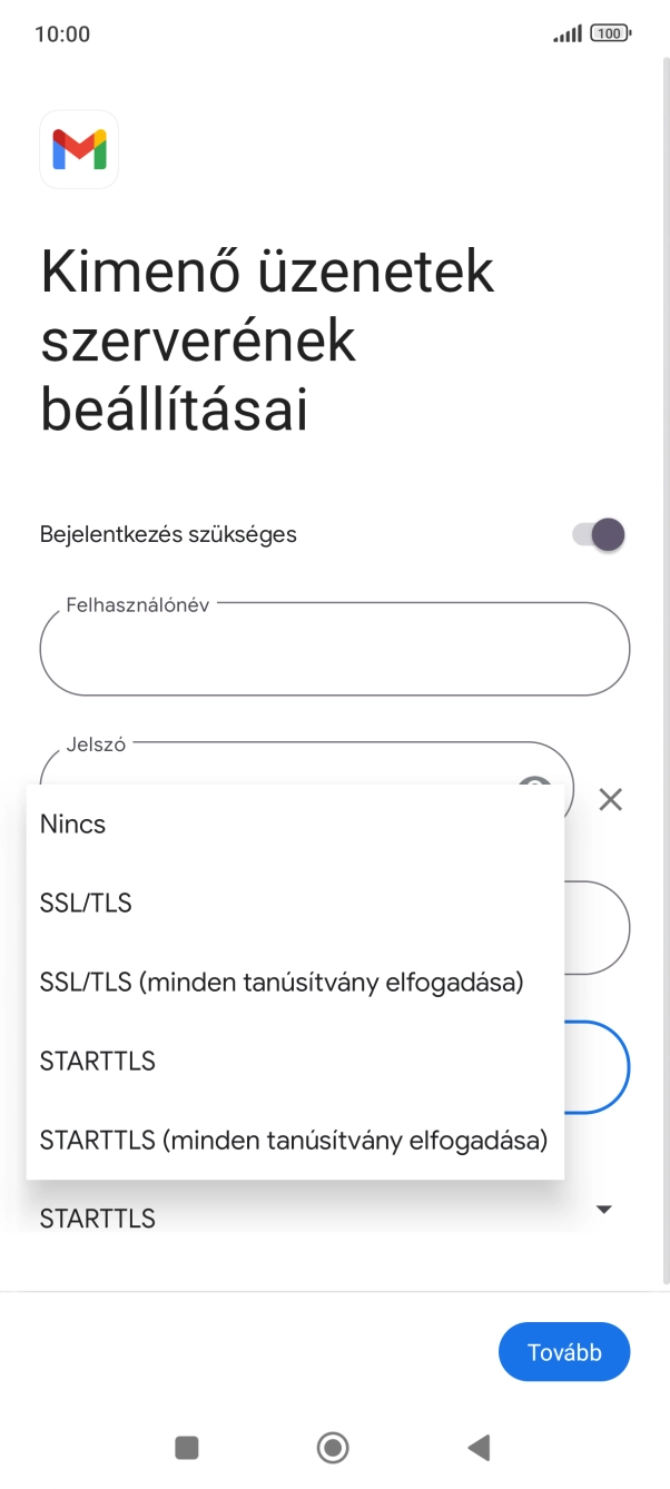 Válaszd az SSL/TLS lehetőséget.