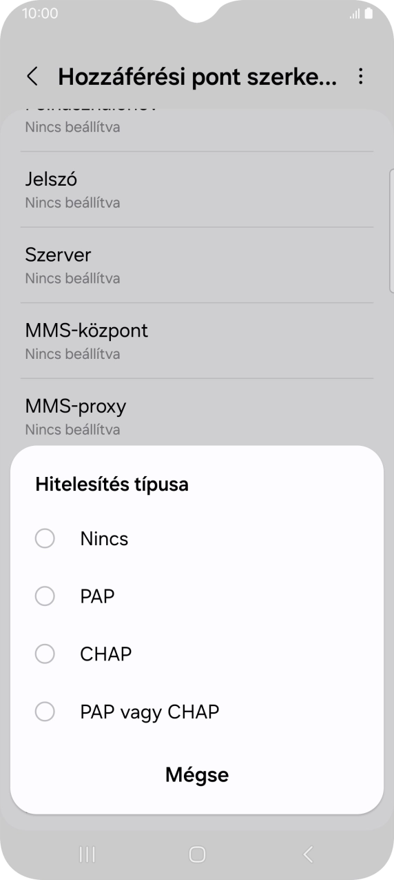 Válaszd a PAP lehetőséget.