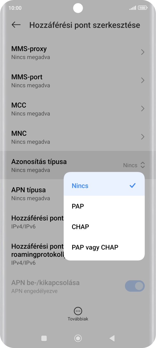 Válaszd a PAP lehetőséget.