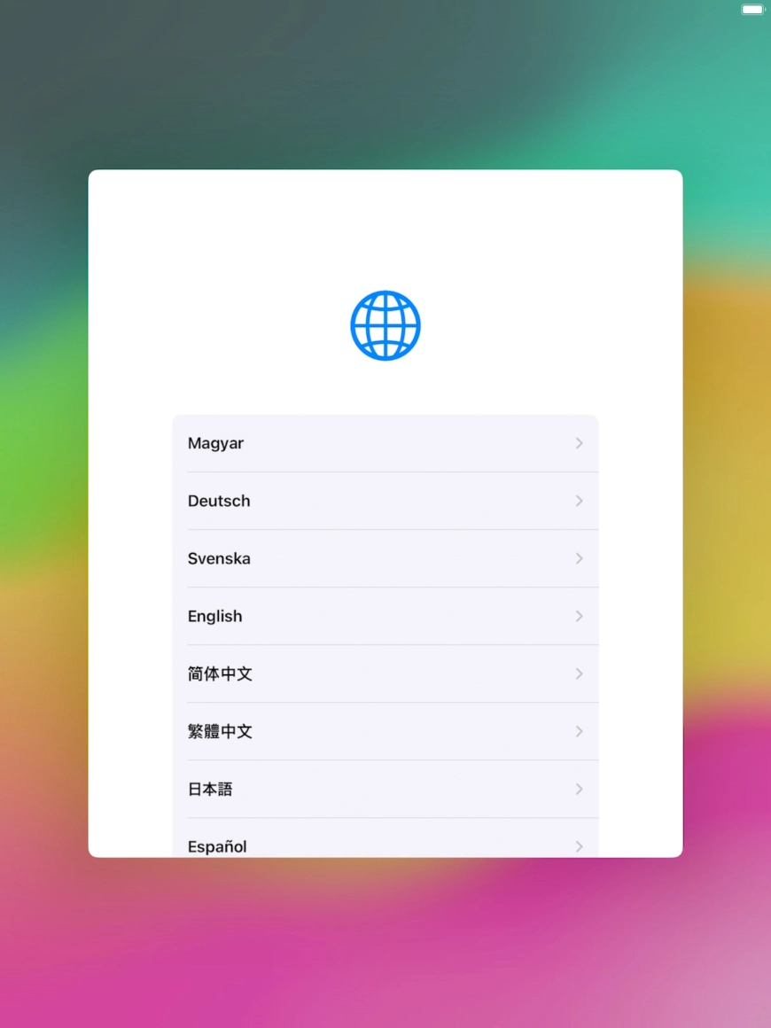 Válaszd ki a kívánt nyelvet.