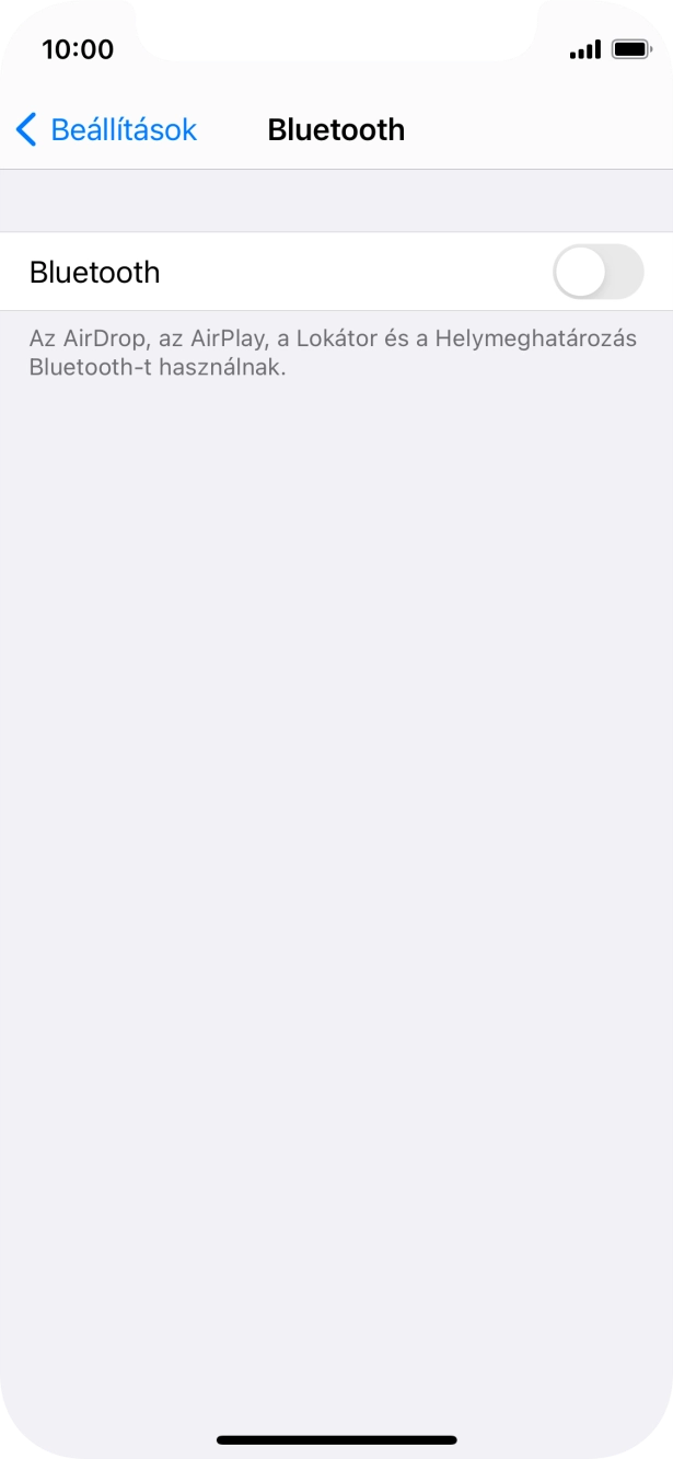Kattints a „Bluetooth” melletti csúszkára a funkció bekapcsolásához. Kattints a „Bluetooth” melletti csúszkára a funkció bekapcsolásához.