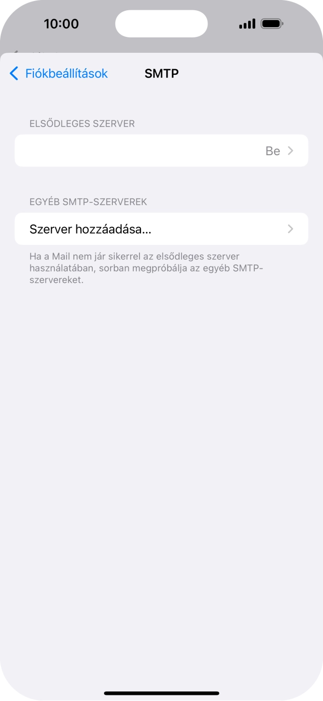 Kattints az „ELSŐDLEGES SZERVER” alatti mezőre.
