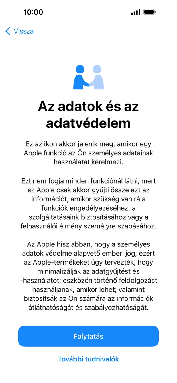 Válaszd a Folytatás lehetőséget.