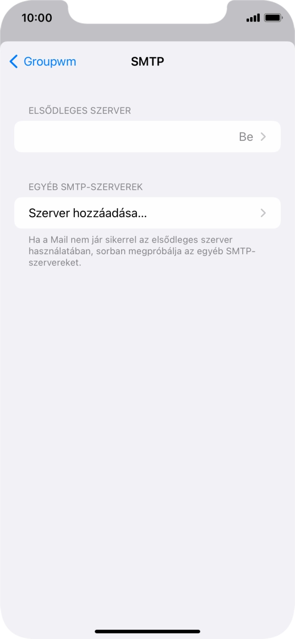 Kattints az „ELSŐDLEGES SZERVER” alatti mezőre.