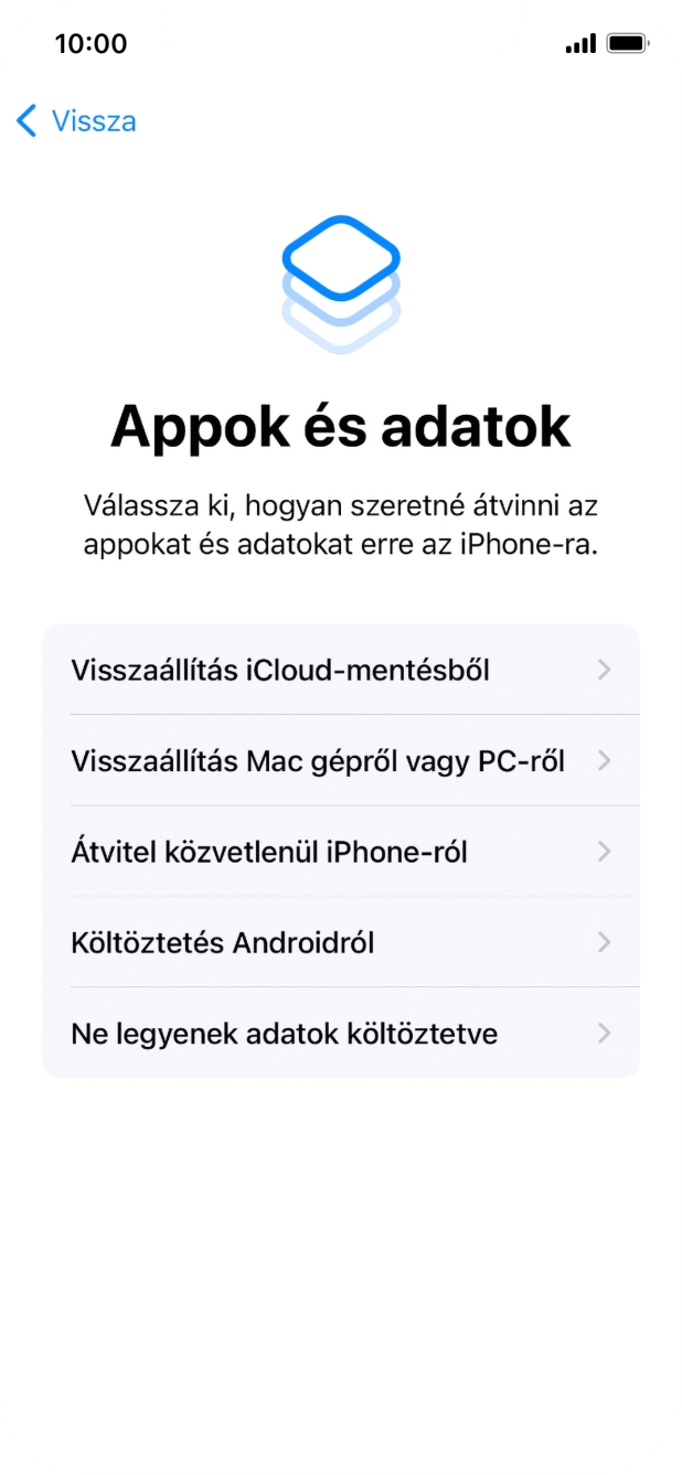 Válaszd a Ne legyenek adatok költöztetve lehetőséget, és kövesd a képernyőn megjelenő utasításokat az aktiválás befejezéséhez. Válaszd a Ne legyenek adatok költöztetve lehetőséget, és kövesd a képernyőn megjelenő utasításokat az aktiválás befejezéséhez.
