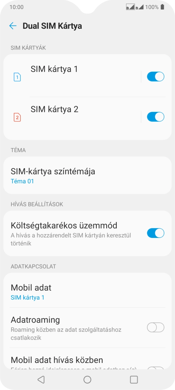 Kattints az „Adatroaming” melletti csúszkára a funkció be- vagy kikapcsolásához.