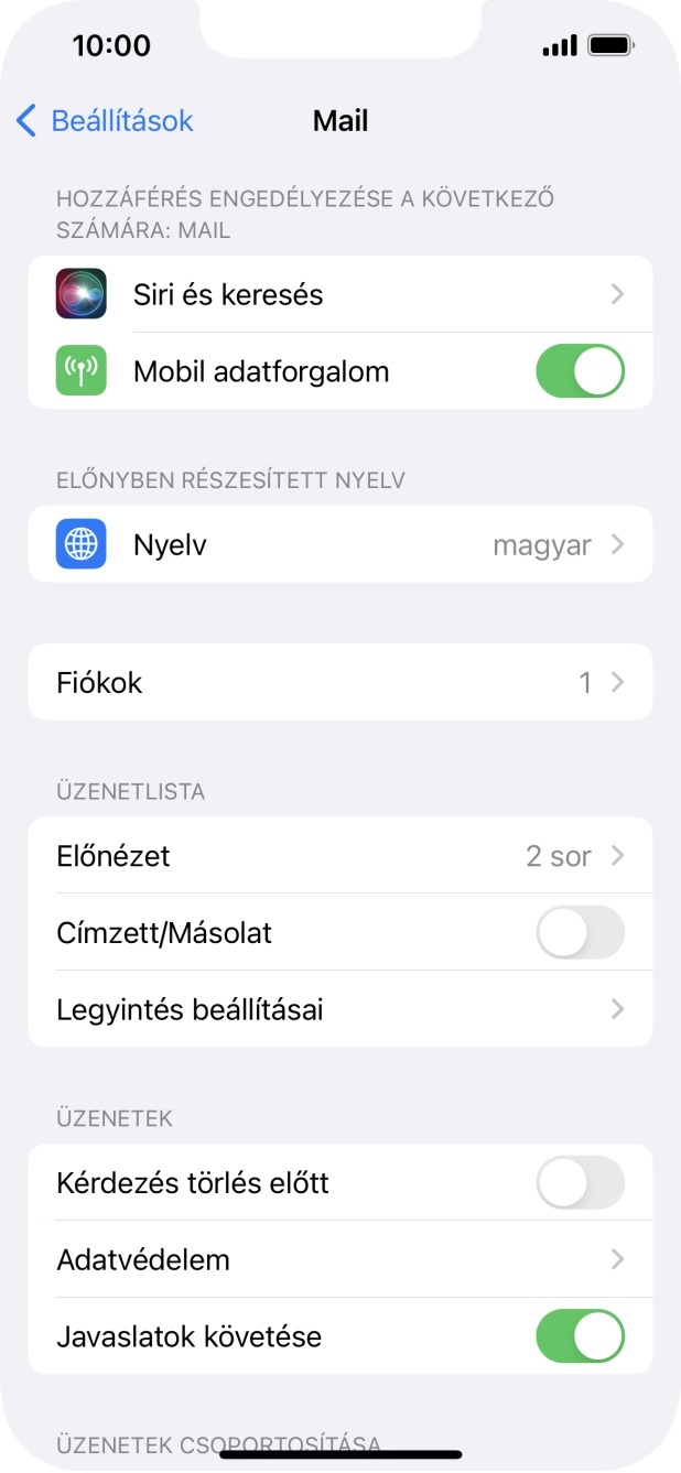 Válaszd a Fiókok lehetőséget.