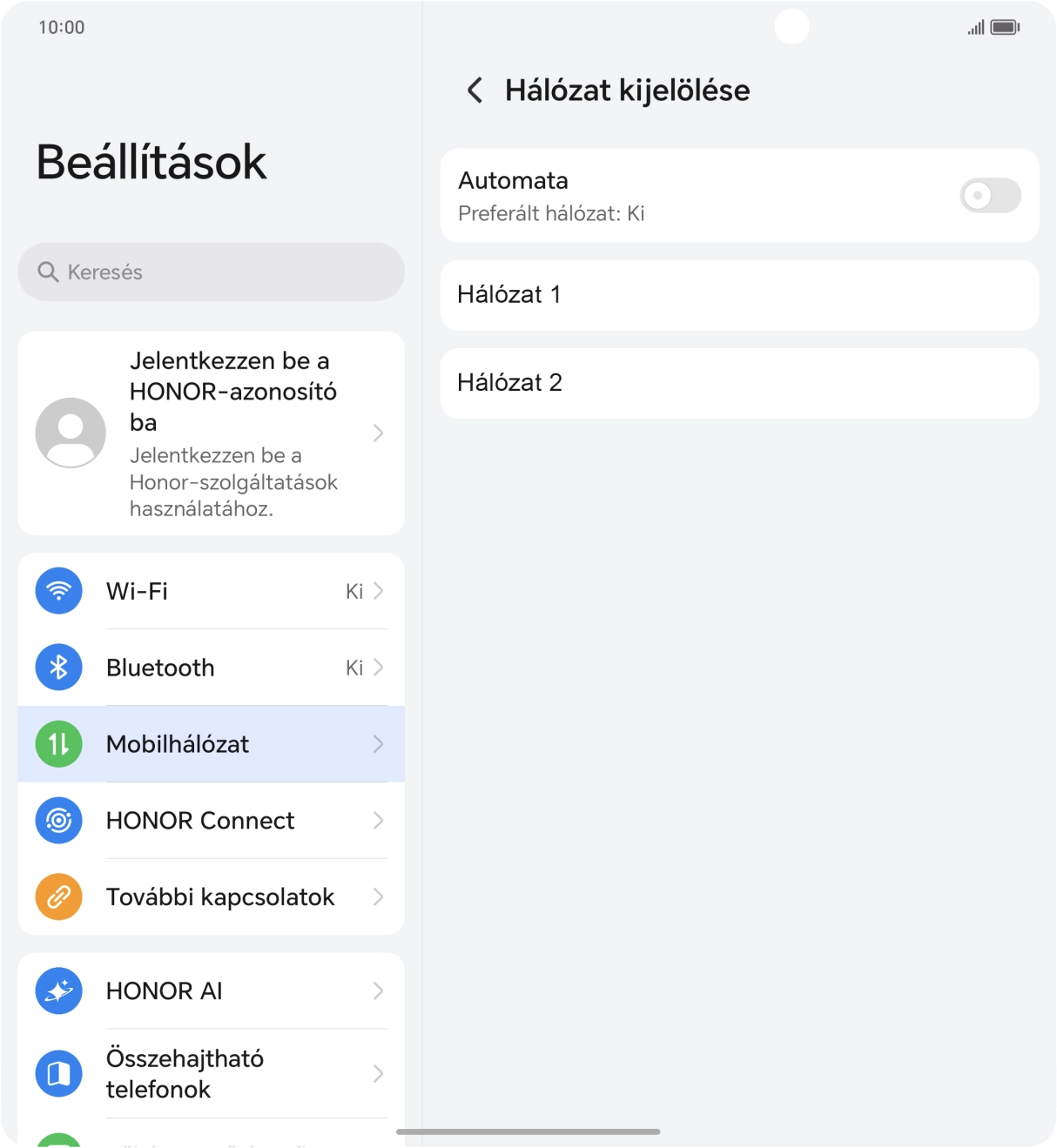 Válaszd ki a kívánt hálózatot.