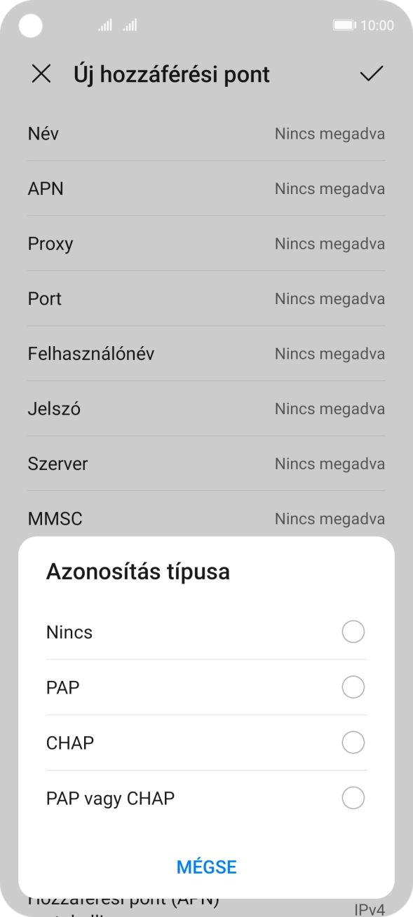 Válaszd a PAP lehetőséget.