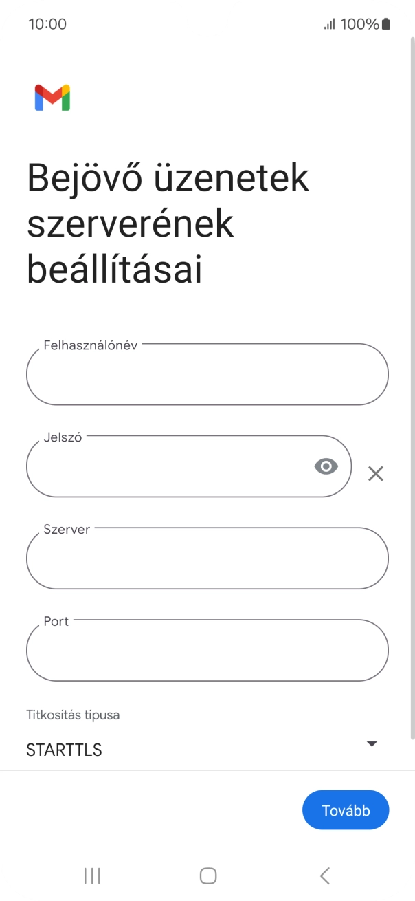 Kattints a „Felhasználónév” alatti mezőre, és írd be az e-mail-fiókodhoz tartozó felhasználónevet.