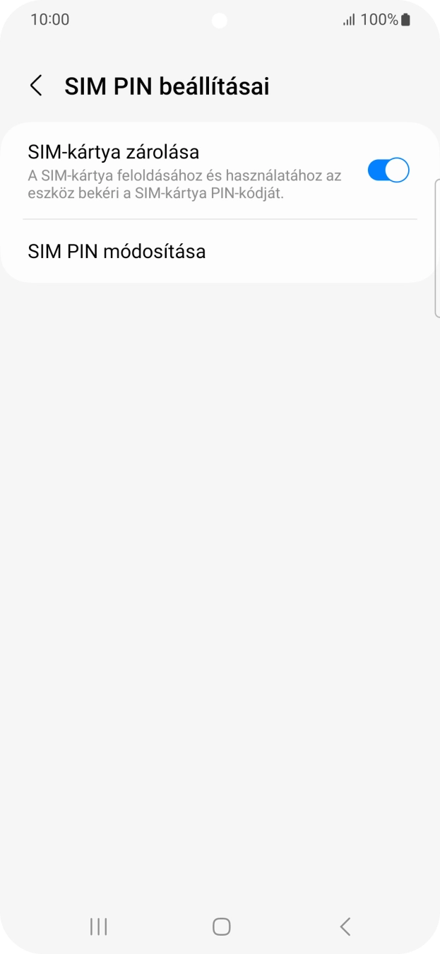 Kattints a „SIM-kártya zárolása” melletti csúszkára a funkció be- vagy kikapcsolásához.