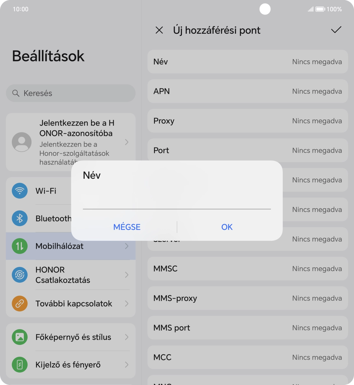 Írd be azt, hogy One Internet, és válaszd az OK lehetőséget.