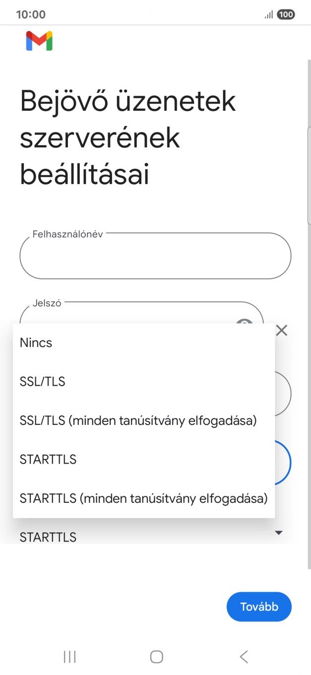 Válaszd az SSL/TLS lehetőséget.
