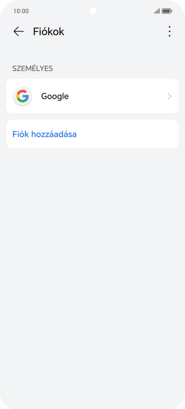 Válaszd a Fiók hozzáadása lehetőséget.