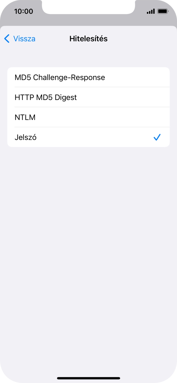 Válaszd a Jelszó lehetőséget.