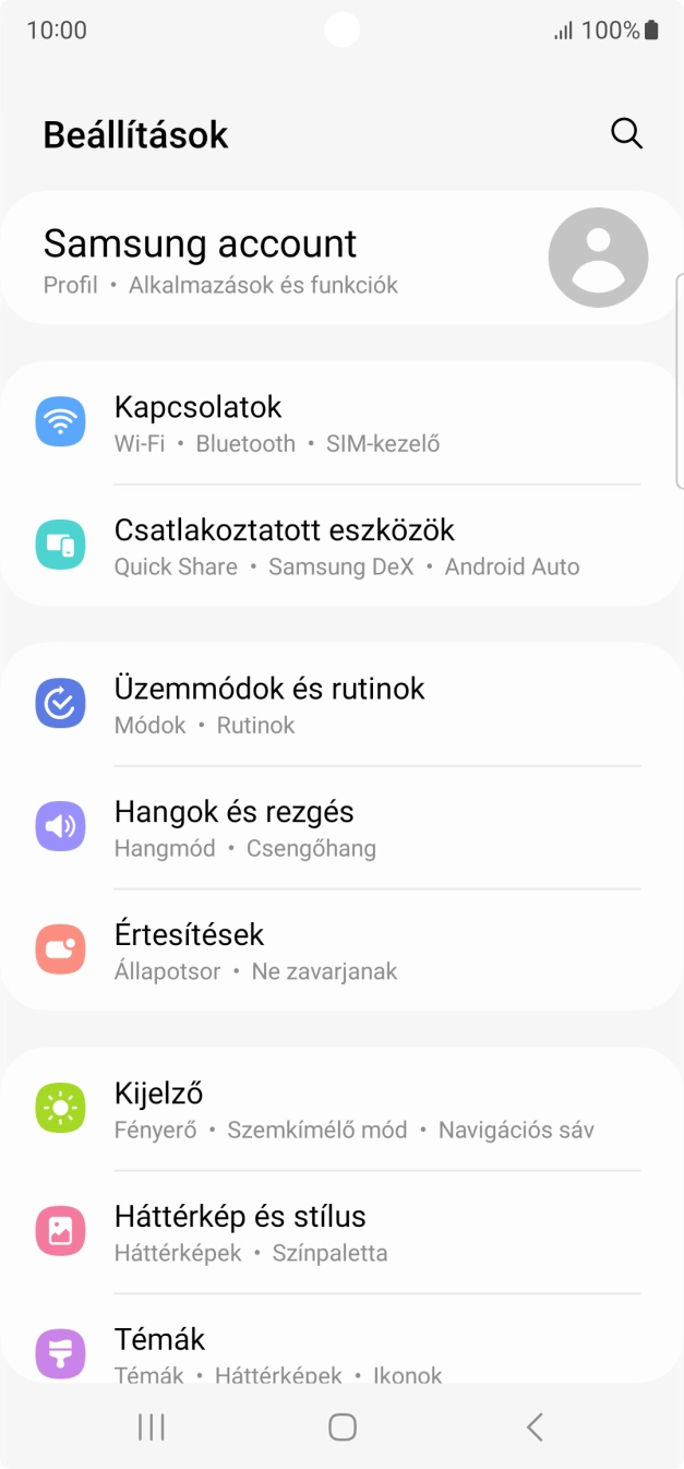 Válaszd a Kapcsolatok lehetőséget.