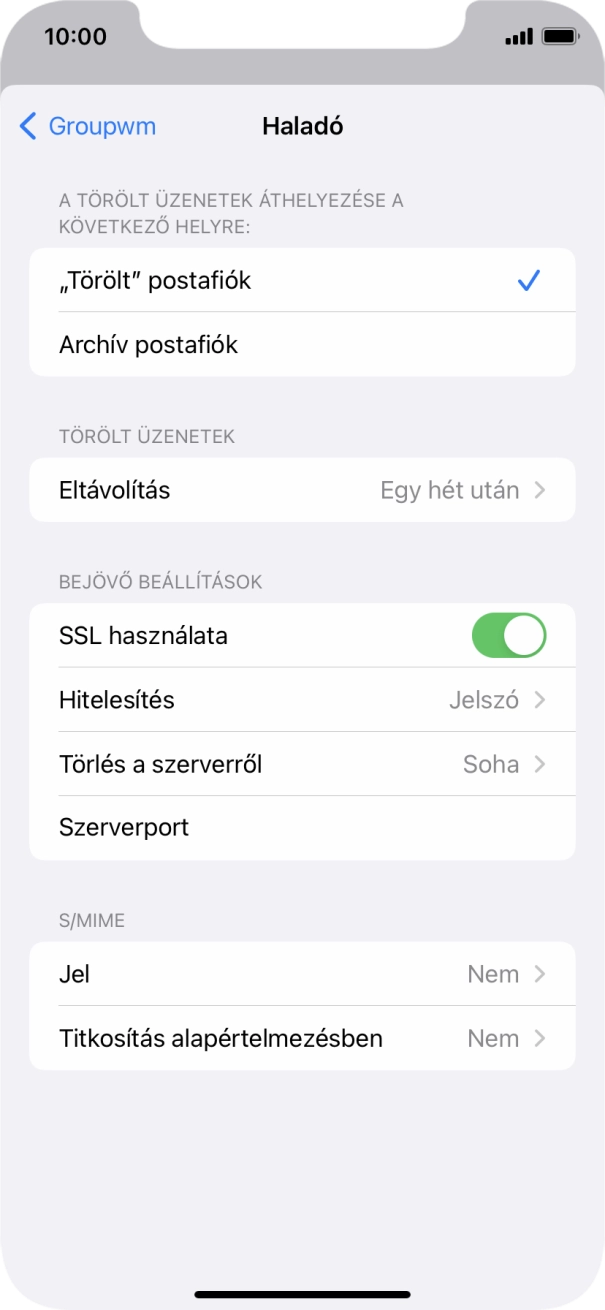 Kattints az „SSL használata” melletti csúszkára a funkció kikapcsolásához.