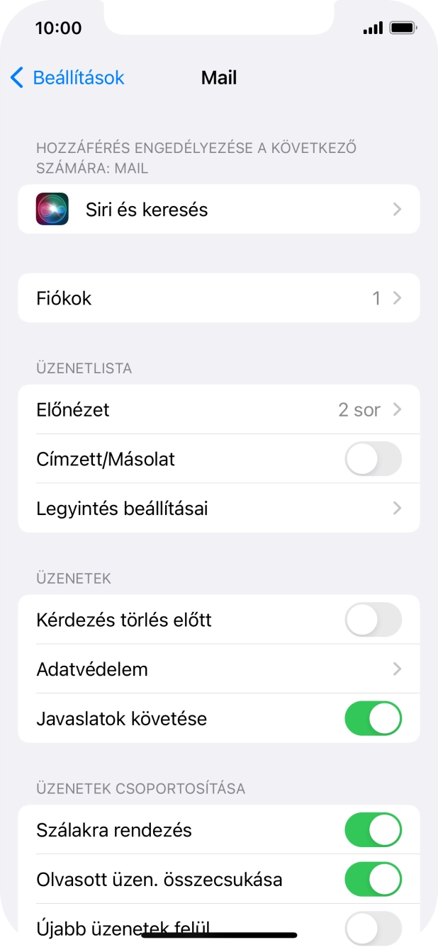 Válaszd a Fiókok lehetőséget.
