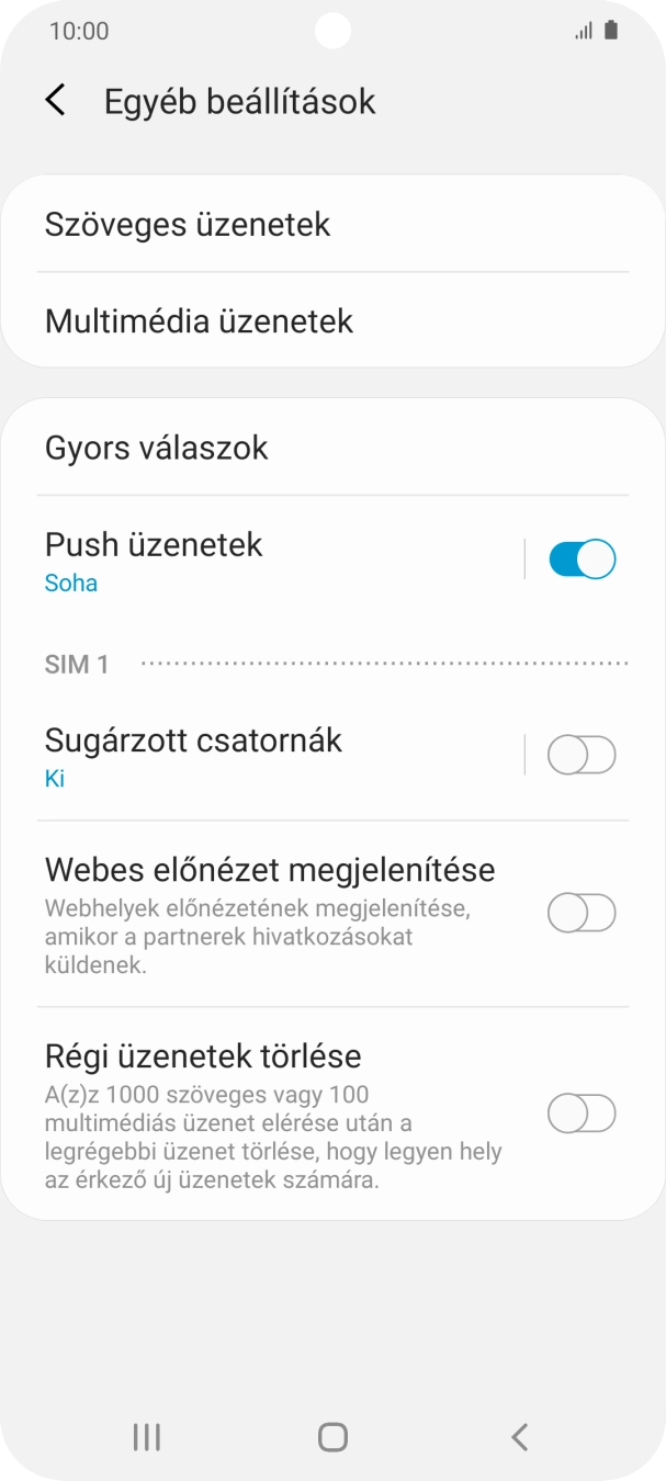 Válaszd a Szöveges üzenetek lehetőséget.