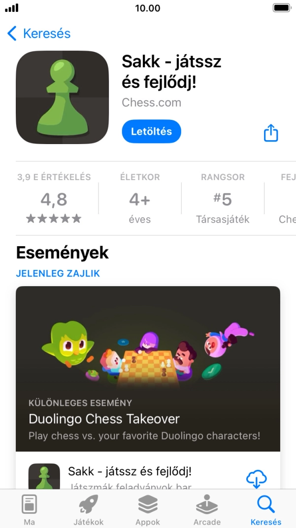 Válaszd a Letöltés lehetőséget, és kövesd a képernyőn megjelenő utasításokat az alkalmazás telepítéséhez.