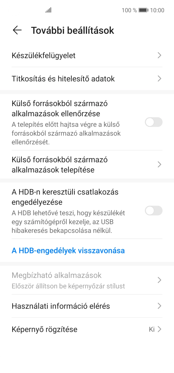 Válaszd a Titkosítás és hitelesítő adatok lehetőséget.