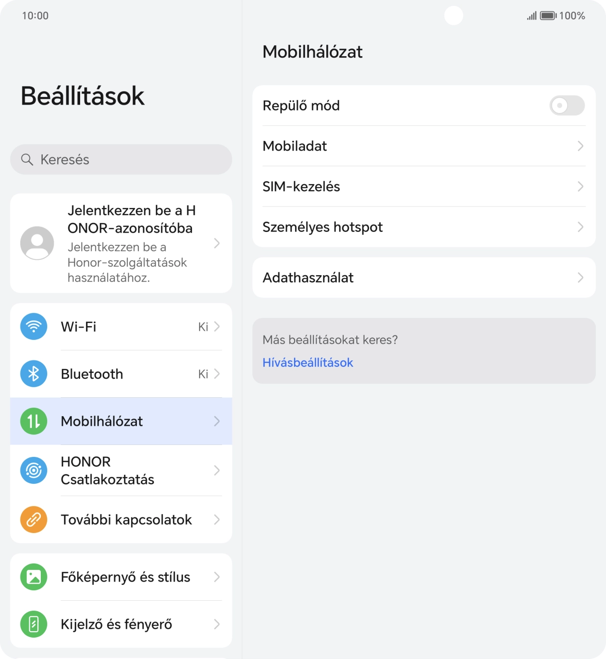 Válaszd a Mobiladat lehetőséget.