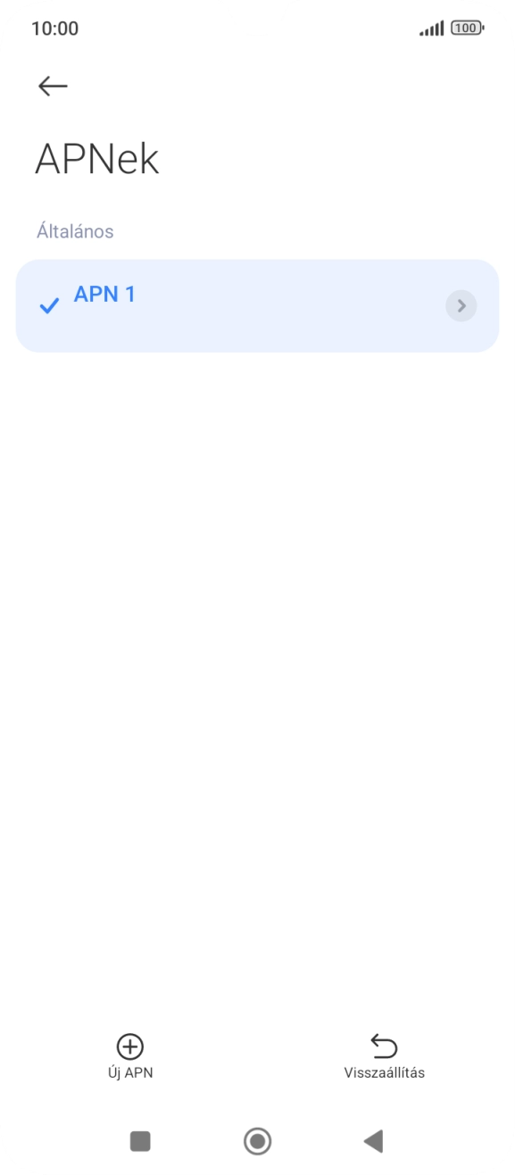 Válaszd az Új APN lehetőséget.