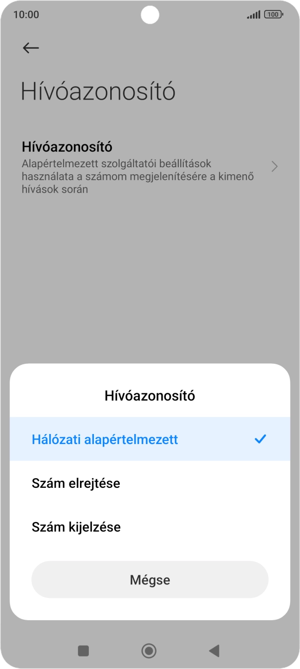 Válaszd a Szám kijelzése lehetőséget a hívószámküldés bekapcsolásához.