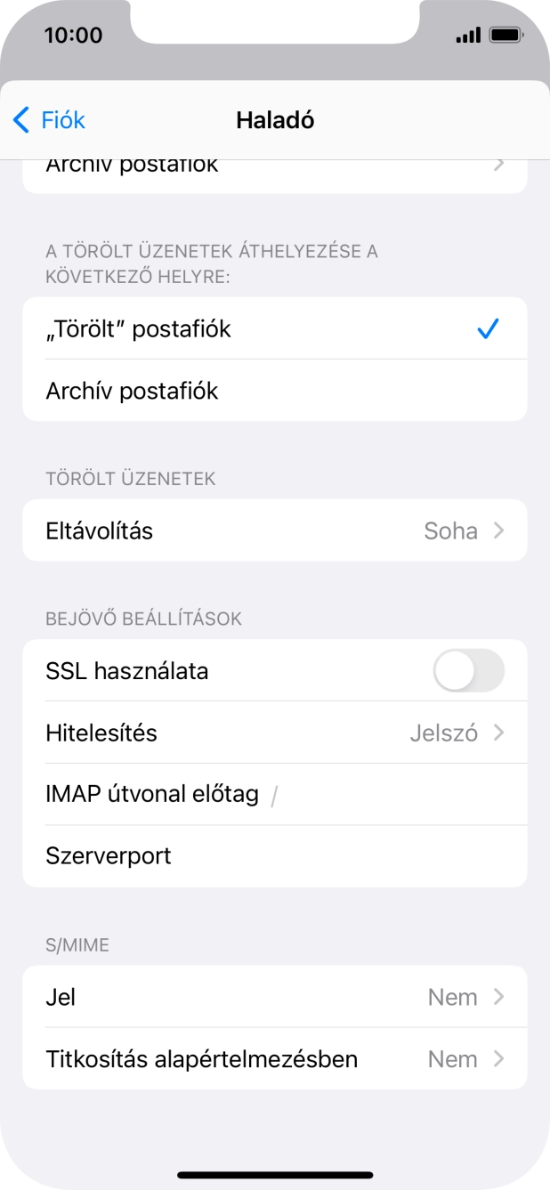 Kattints az „SSL használata” melletti csúszkára a funkció bekapcsolásához.