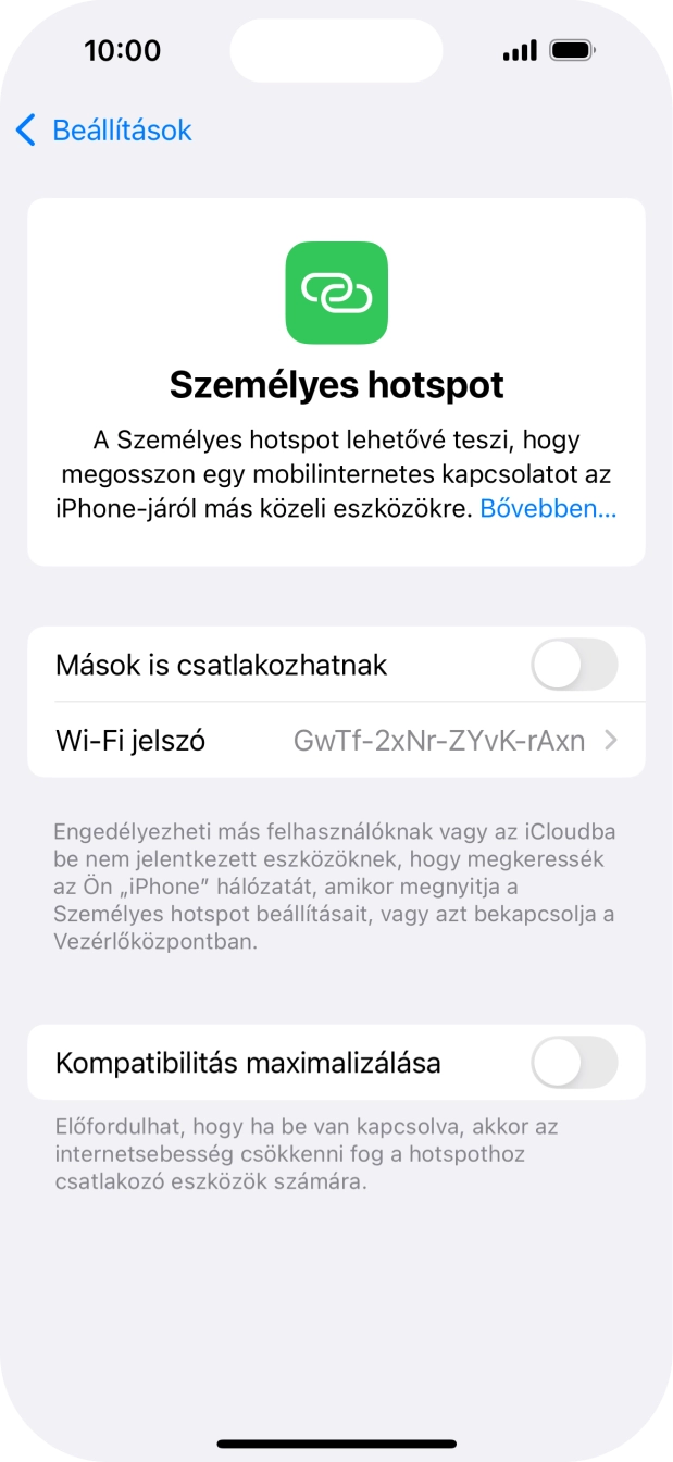 Kattints a Wi-Fi jelszó mezőre, és írd be a kívánt jelszót.