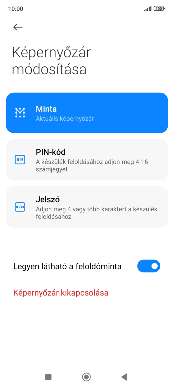 Válaszd a Képernyőzár kikapcsolása lehetőséget, és írd be az extra képernyőzárkódot, amit korábban már beállítottál. Válaszd a Képernyőzár kikapcsolása lehetőséget, és írd be az extra képernyőzárkódot, amit korábban már beállítottál.