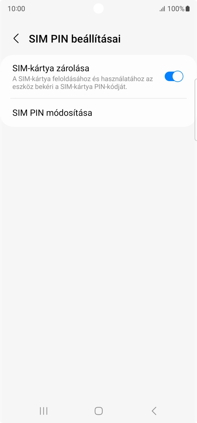 Kattints a „SIM-kártya zárolása” melletti csúszkára a funkció be- vagy kikapcsolásához. Kattints a „SIM-kártya zárolása” melletti csúszkára a funkció be- vagy kikapcsolásához.