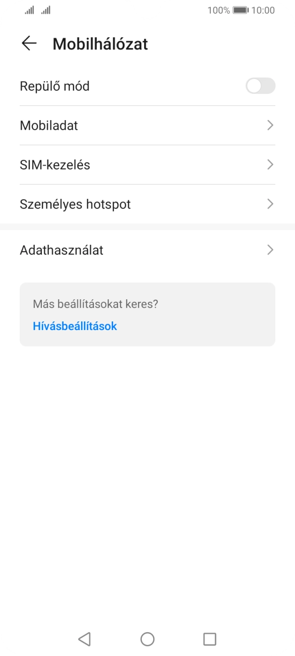 Válaszd a Mobiladat lehetőséget.