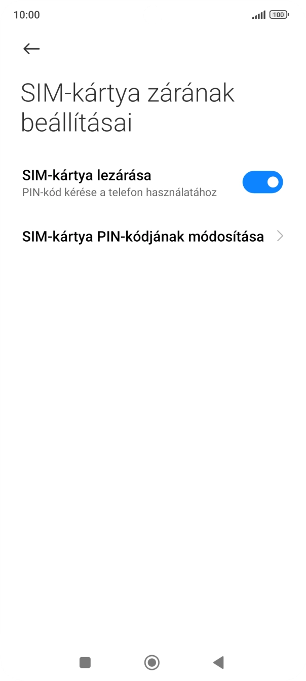 Kattints a „SIM-kártya lezárása” melletti csúszkára a funkció be- vagy kikapcsolásához.