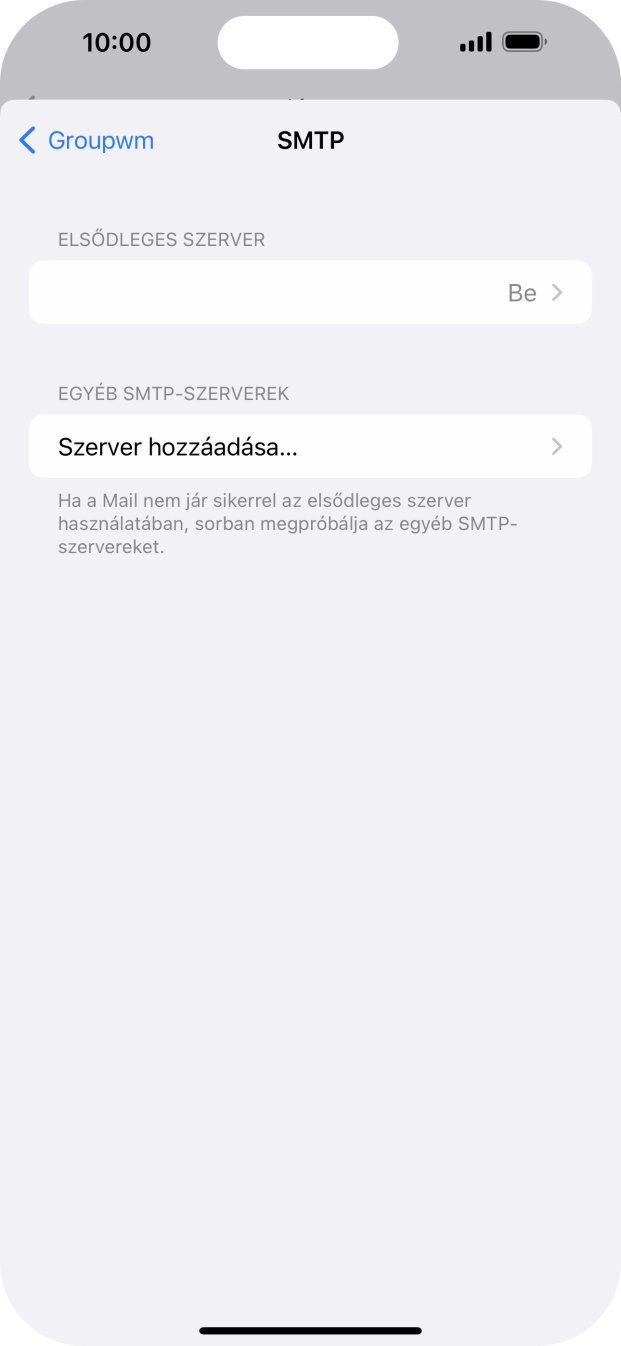 Kattints az „ELSŐDLEGES SZERVER” alatti mezőre.