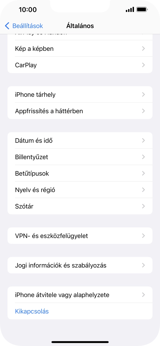 Válaszd az „iPhone átvitele vagy alaphelyzete” lehetőséget. Válaszd az „iPhone átvitele vagy alaphelyzete” lehetőséget.