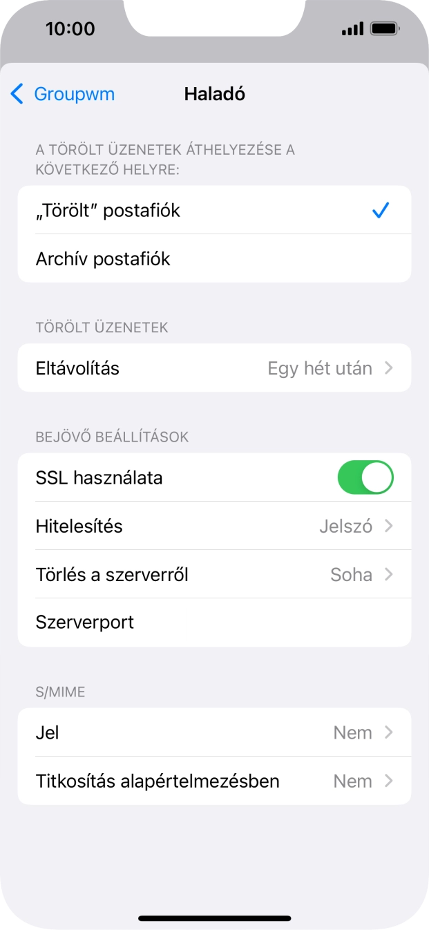 Kattints az „SSL használata” melletti csúszkára a funkció kikapcsolásához.