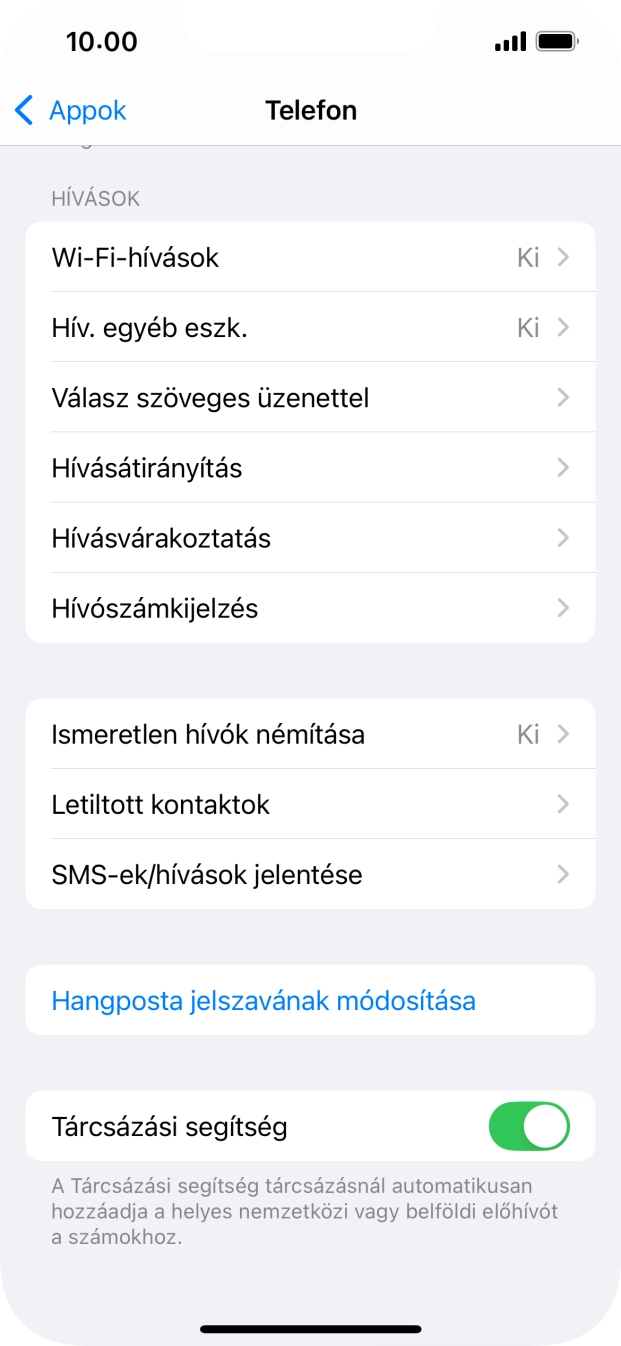 Válaszd a Hívószámkijelzés lehetőséget.