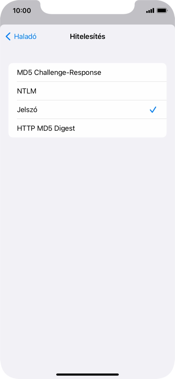 Válaszd a Jelszó lehetőséget.