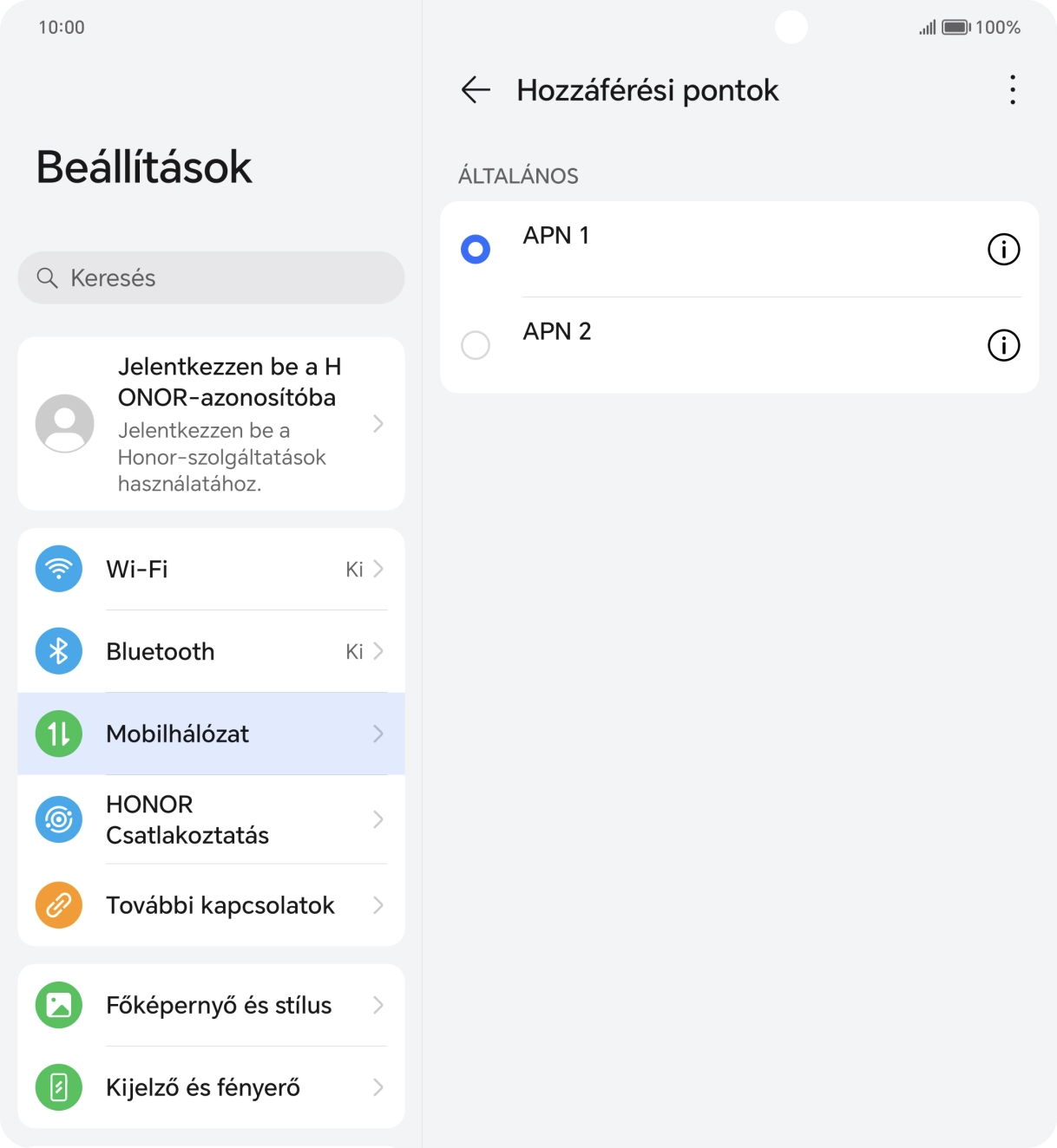 Kattints a kívánt adatkapcsolat melletti mezőre, hogy aktiváld azt.