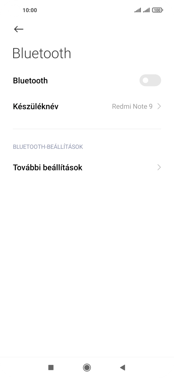 Kattints a „Bluetooth” melletti csúszkára a funkció bekapcsolásához. Kattints a „Bluetooth” melletti csúszkára a funkció bekapcsolásához.